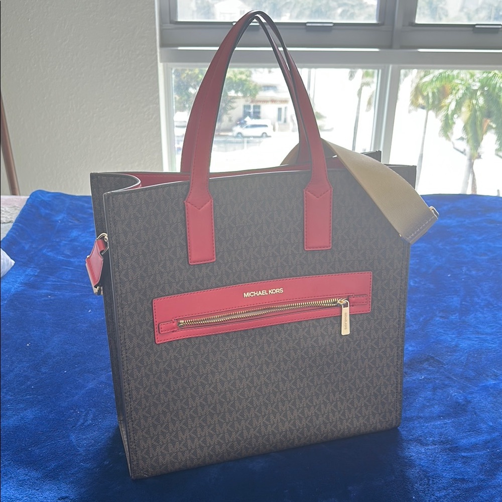 Michael Kors Brown and Red Tote Bag
